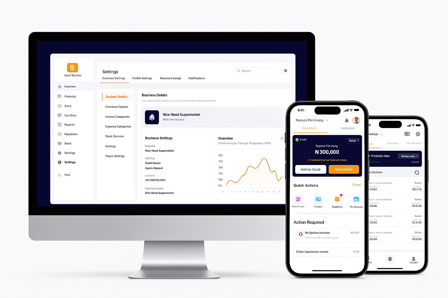 Timart app interface showing business dashboard